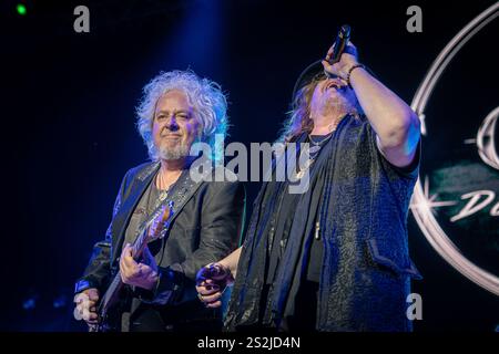 Toto trat auf der Bühne beim Lucca Summer Festival im Rahmen ihrer Europatournee auf. Stockfoto