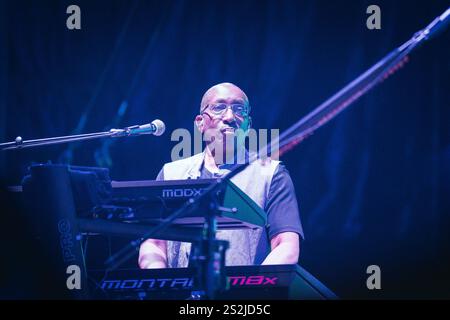 Toto trat auf der Bühne beim Lucca Summer Festival im Rahmen ihrer Europatournee auf. Stockfoto