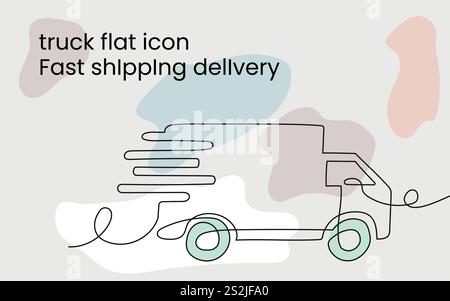 Lkw mit schneller Lieferung. Vektorillustration im minimalistischen Stil. Stock Vektor