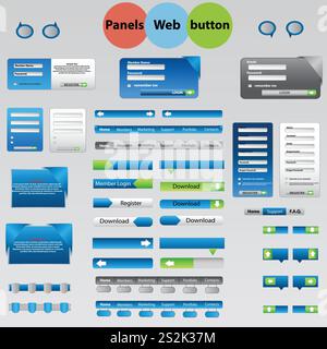 Große Auswahl an Web-Panels, Schaltflächen für Ihre Ideen. EPS 10 Stock Vektor