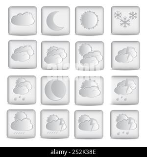 Wettersymbole, Design in weißer Farbe Stock Vektor