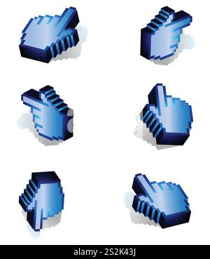 Satz von Pixelzeigern in Form einer Hand für Ihre Ideen. EPS 10 Stock Vektor
