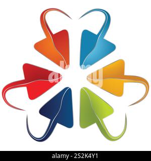 Set aus bunten Pfeilen mit abgerundetem Ende für Ihre Geschäftsideen Stock Vektor