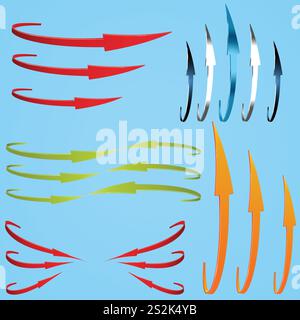 Satz dünner verdrehter Pfeile Stock Vektor