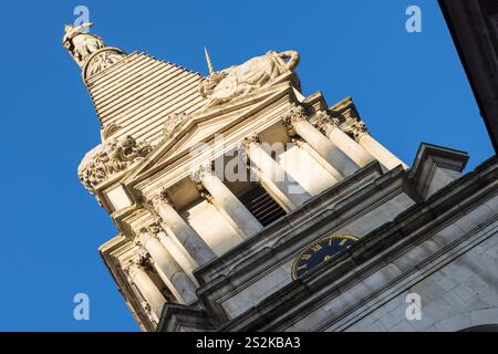 Turm der St. George's Church Bloomsbury, London, Greater London Stockfoto