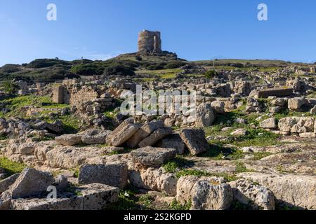 Archäologische Stätte von tharros, San Giovanni di Sinis, Sardinien, italien. Stockfoto