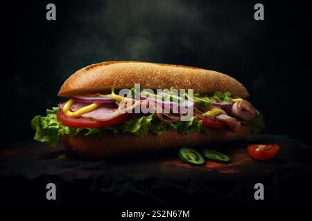 Sandwich zum Mittagessen in der Schule. Frühstücksfleisch. Ai Generieren Stockfoto