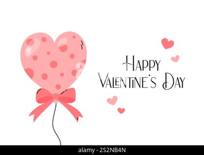 Horizontale Grußkarte zum Valentinstag, Poster, Banner. Februar 14 süße romantische Vektor-Illustration. Valentinskarten-Design. Rosa Herzform Stock Vektor
