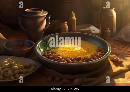 Arabischer Tisch. arabisches Abendessen. Ai Generieren Stockfoto