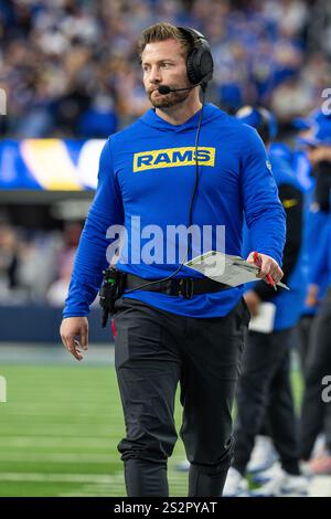 Der Cheftrainer der Los Angeles Rams Sean McVay während eines Spiels der NFL gegen die Seattle Seahawks am Sonntag, 5. Januar 2025, im SoFi Stadium, in Inglewood, CA Stockfoto