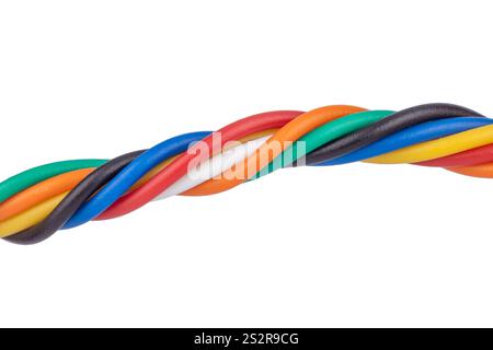 Verdrehte, bunte Drähte aus der Nähe Stockfoto