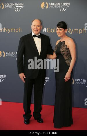 Paget Brewster und Prinz Albert II. Von Monaco, Nymphes d'Or Preisverleihung, 57. Festival de Television de Monte-Carlo, TV Festival Monte-Carlo, Princ Stockfoto