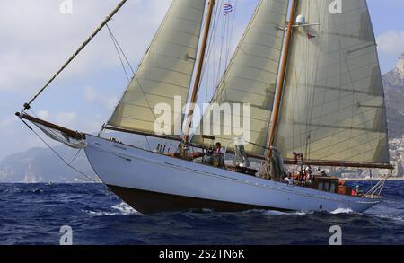 Historische Segelyacht Klassische Yacht Orlanda, Monaco Classic Week 2017, La Belle Classe, organisiert vom Yacht Club Monaco YCM Stockfoto