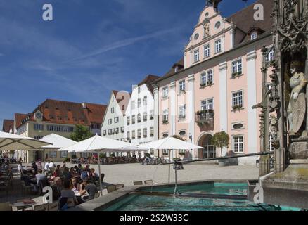 Marktplatz mit Marktbrunnen und Rathaus, Rottenburg am Neckar, Baden-Württemberg, Deutschland, Europa Stockfoto