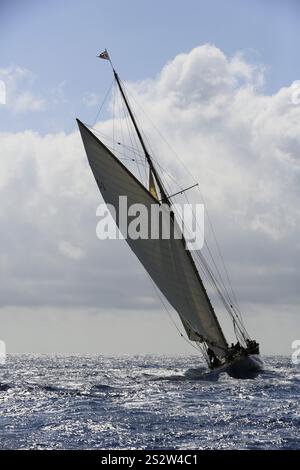 Rennen Sie die Regatta der letzten vier erhaltenen historischen Segelyachten der 15-Meter-Klasse während der Monaco Classic Week 2017, Race of the Classic Sailing Stockfoto