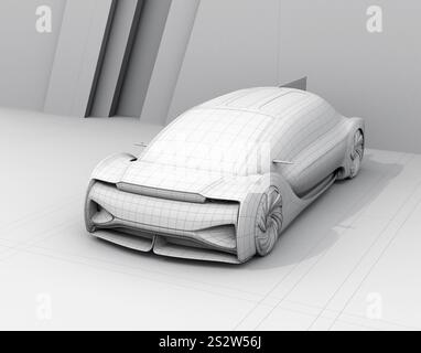 Tonwiedergabe-Drahtmodellbild eines Elektrofahrzeugs Stockfoto