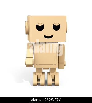 Vorderbild des niedlichen Kartonboxen-Roboters. Stockfoto