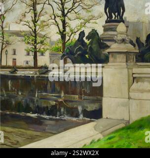 Frans Smissaert - Gezicht op de Fontaine de l'Observatoire in Jardin du Luxembourg te Parijs 1914. Stockfoto