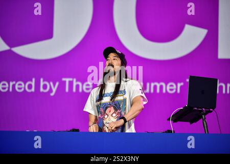 LAS VEGAS, Nevada - Steve Aoki bei der Panasonic Keynote während der CES 2025 im Venetian Las Vegas, Nevada, am 7. Januar 2025. Kredit: DeeCee Carter/MediaPunch Stockfoto