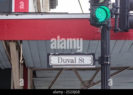 Straßenschild Duval Street in Key West in der Altstadt Stockfoto