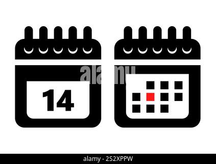 Kalendersymbole mit dem vierzehnten Tag Stock Vektor