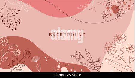 Abstrakter Clipart-Hintergrund im Frühling. Blumenkorrektur Zeichnung Clip Art in Aquarellvorlage für Tapeten, Gruß- und Einladungskarten. Vektor Stock Vektor
