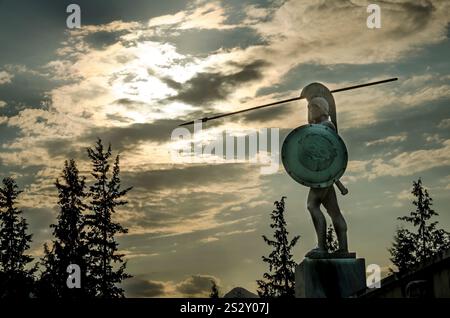 Leonidas Statue des Königs von spartan in Thermopylen, Griechenland Stockfoto