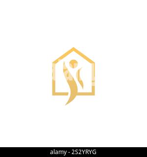 Design Des Logos Für Die Heimpflege. Symbol „Menschen und Haus“ Stock Vektor