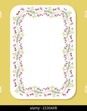 Farbenfroher Blumenrahmen. Botanischer Rechteckrand. Clipart für Hochzeitseinladungen, Grußkarten, speichern Sie das Datum. Isolierte Anustration. Stock Vektor