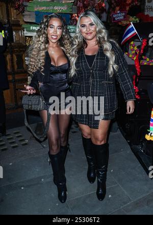 London, Großbritannien. Januar 2025. Dani Imbert und Saffron Lempriere sahen bei einem Fotobesuch und der Vorführung von „Geordie Shore“ am Thai Square Trafalgar Square in London. (Foto: Brett Cove/SOPA Images/SIPA USA) Credit: SIPA USA/Alamy Live News Stockfoto