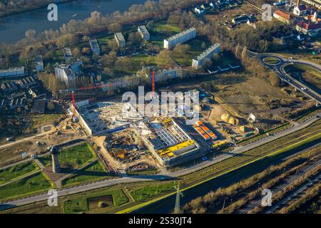 Luftbild, Baustelle für geplante Duisburger Wohnquartier am ehemaligen Rangierbahnhof Wedau, an der Sechs-Seen-Platte, Wedau, Duisburg, Ruhrgebiet, Nordrhein-Westfalen, Deutschland ACHTUNGxMINDESTHONORARx60xEURO *** Luftaufnahme, Baustelle für geplante Duisburger Wohnquartier am ehemaligen Rangierbahnhof Wedau, an der Sechs Seen Platte, Wedau, Duisburg, Ruhrgebiet, Nordrhein-Westfalen, Deutschland ACHTUNGxMINDESTHONORARx60xEURO Stockfoto