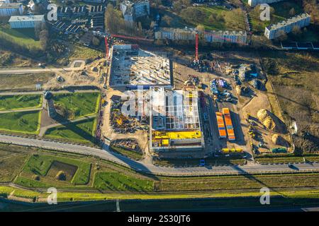 Luftbild, Baustelle für geplante Duisburger Wohnquartier am ehemaligen Rangierbahnhof Wedau, an der Sechs-Seen-Platte, Wedau, Duisburg, Ruhrgebiet, Nordrhein-Westfalen, Deutschland ACHTUNGxMINDESTHONORARx60xEURO *** Luftaufnahme, Baustelle für geplante Duisburger Wohnquartier am ehemaligen Rangierbahnhof Wedau, an der Sechs Seen Platte, Wedau, Duisburg, Ruhrgebiet, Nordrhein-Westfalen, Deutschland ACHTUNGxMINDESTHONORARx60xEURO Stockfoto