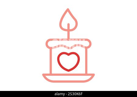 Kerzensymbol. Liniensymbolstil. Symbol für die Party, valentine. valentinstag Elemente Vektor-Illustration Stock Vektor