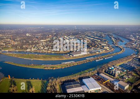 Luftbild, Gesamt-Übersicht Hafen Duisburg duisport, blauer Himmel und Blick auf Duisburg-Ruhrort, Duisburg, Ruhrgebiet, Nordrhein-Westfalen, Deutschland ACHTUNGxMINDESTHONORARx60xEURO *** Luftansicht, Generalansichtshafen Duisburg duisport, blauer Himmel und Ansicht Duisburg Ruhrort, Duisburg, Ruhrgebiet, Nordrhein-Westfalen, Deutschland ATTENTIONxMINDINDESIONxMINDINDESTHOXORAX60xEURO Stockfoto