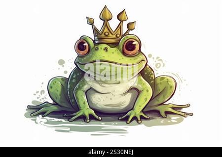 Süßer Froschprinz. Tierkrone Natur. Ai Generieren Stockfoto