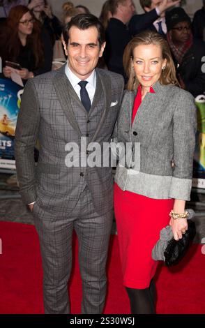 Ty Burrell und Holly Burrell beim „Muppets Most Wanted“ Screening auf der Curzon Mayfair in London – 24. März 2014 Stockfoto