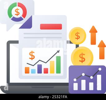 High-Converting Landing Pages Konzept, seo optimiertes Conversion Ratio Vektor Farbe Symbol Design, Web Hosting Service Symbol, Computing Machines Sign Stock Vektor