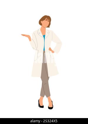Junge Ärztin im weißen Labormantel Stock Vektor