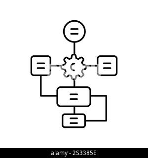 Symbol für schwarze Linie des Algorithmus. Vektorisoliertes Element. Bearbeitbare Kontur. Stock Vektor