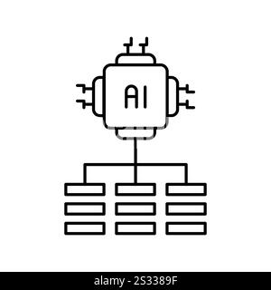 Symbol für Klassifizierungsaufgaben mit schwarzer Linie. Vektorisoliertes Element. Bearbeitbare Kontur. Stock Vektor