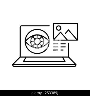 Computer Vision Symbol mit schwarzer Linie. Vektorisoliertes Element. Bearbeitbare Kontur. Stock Vektor
