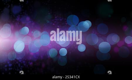 Unscharfe rosa und blaue Bokeh-Lichter auf schwarzem Hintergrund Stockfoto