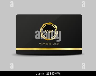 Elegante Premium-vip-Kartenschablone in Gold. Moderne Visitenkarte nur für Mitglieder. Luxuriöses Design. Stock Vektor