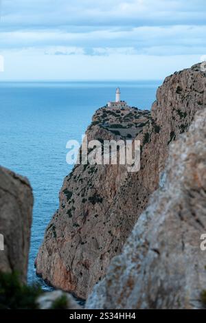 Leuchtturm am Cap Formentor, Serra de Tramuntana, Mallorca, Balearen, Mittelmeer, Spanien Stockfoto