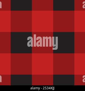 Nahtloses Vektor-Muster des schottischen schwarzen karierten Tartan-Plaids isoliert auf rotem Hintergrund Stock Vektor