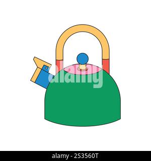 Illustration Teekanne Retro einzigartiges Design mit leerem Hintergrund Stock Vektor