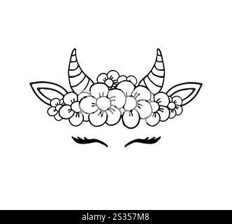 Vektor Hand gezeichnete Kritzelskizze Kuhgesicht Kopf isoliert auf weißem Hintergrund Stock Vektor