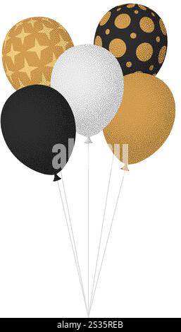 Goldene Ballons. Karikatur flache Art Vektor Illustration isoliert auf weißem Hintergrund. Stock Vektor