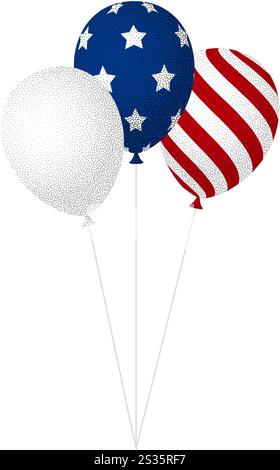 USA Ballons Bunch. Karikatur flache Art Vektor Illustration isoliert auf weißem Hintergrund. Stock Vektor