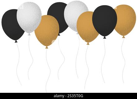 Goldene Ballons. Karikatur flache Art Vektor Illustration isoliert auf weißem Hintergrund. Stock Vektor